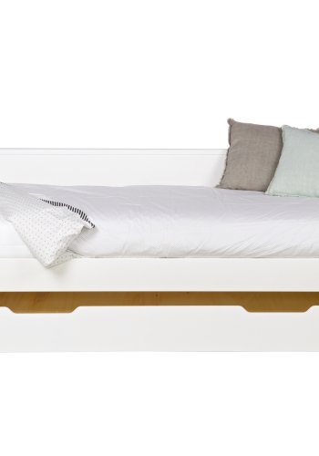 WOOOD Nikki sengeskuffe/gsteseng, ekskl. lamelbund og madras - hvid fyrretr (198x94)