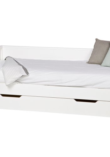 WOOOD Nikki sengeskuffe/gsteseng, ekskl. lamelbund og madras - hvid fyrretr (198x94)