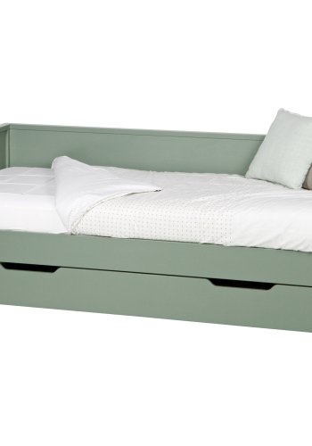WOOOD Nikki sengeskuffe/gsteseng, ekskl. lamelbund og madras - jade grn fyrretr (198x94)