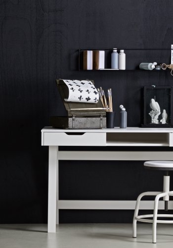 WOOOD Nikki skrivebord, m. 1 rum og 2 skuffer - hvid fyrretr (140x62)