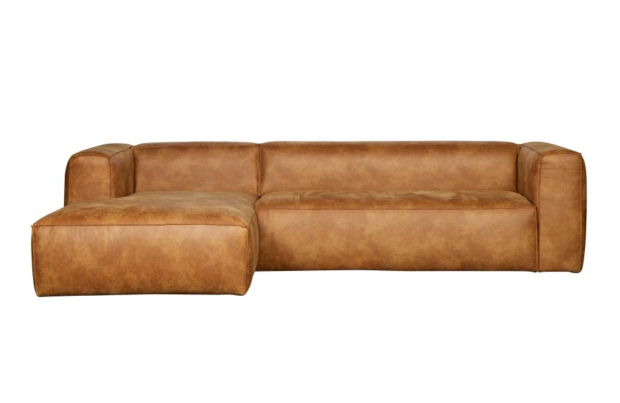 WOOOD Bean hjrnesofa, venstre - cognac lderfiber/polyester