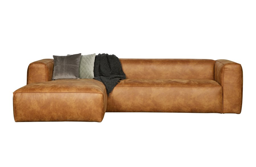WOOOD Bean hjrnesofa, venstre - cognac lderfiber/polyester