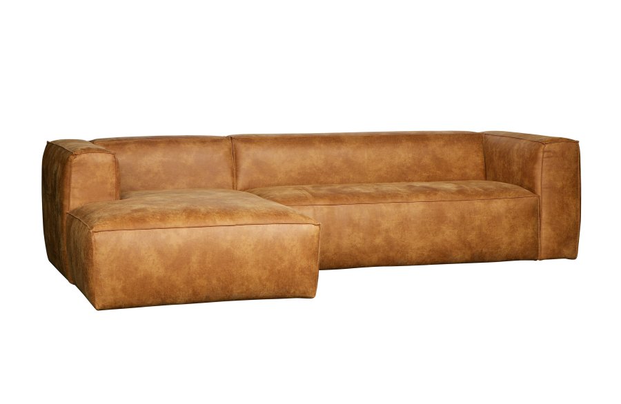 WOOOD Bean hjrnesofa, venstre - cognac lderfiber/polyester