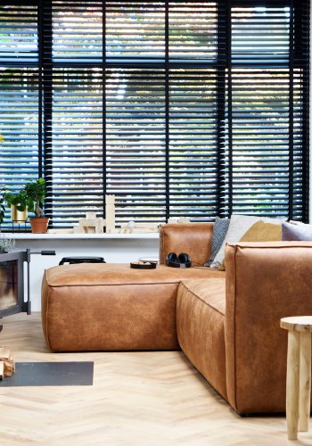 WOOOD Bean hjrnesofa, venstre - cognac lderfiber/polyester