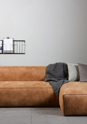 WOOOD Bean hjrnesofa, venstre - cognac lderfiber/polyester