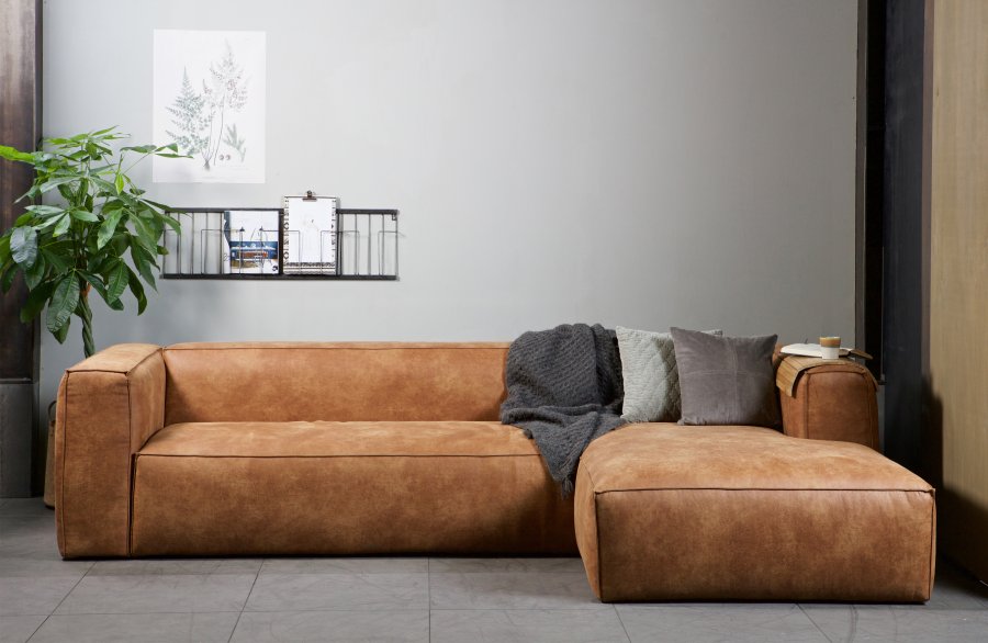 WOOOD Bean hjrnesofa, venstre - cognac lderfiber/polyester