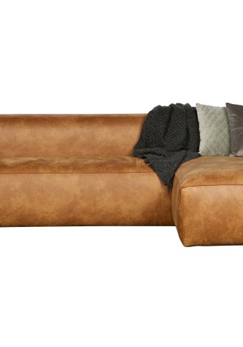 WOOOD Bean hjrnesofa, hjre - cognac lderfiber/polyester