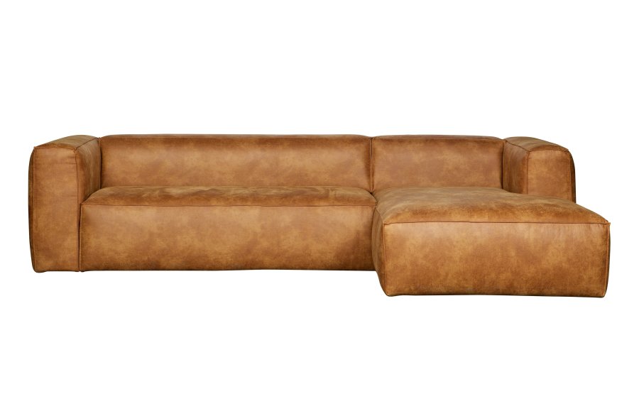 WOOOD Bean hjrnesofa, hjre - cognac lderfiber/polyester