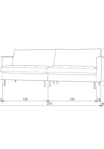BEPUREHOME Rodeo 3 pers. sofa - cognac stof