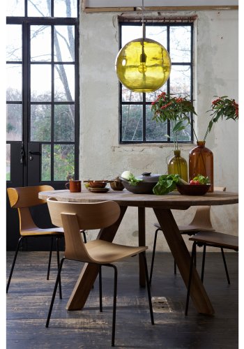 BEPUREHOME Collection spisebordsstol - natur askefinér og sort stl