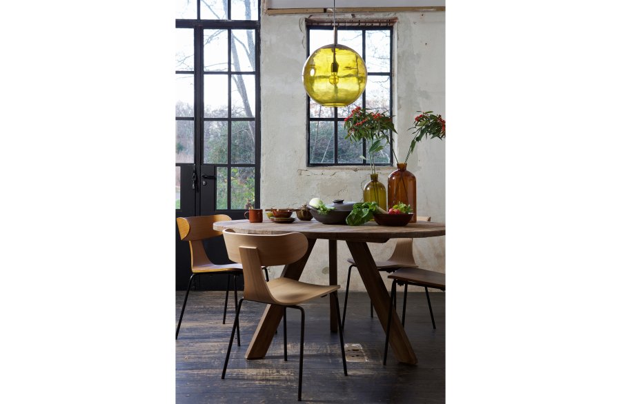 BEPUREHOME Collection spisebordsstol - natur askefinér og sort stl