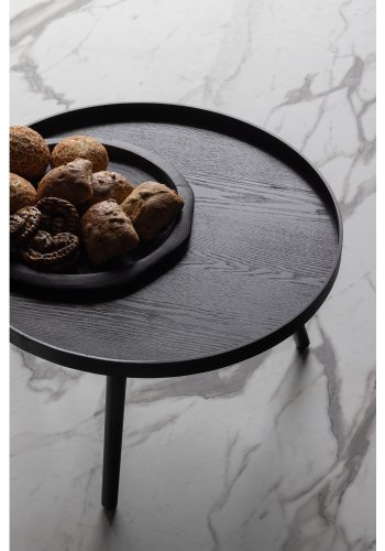 WOOOD Mesa sidebord L, rund - sort MDF og fyrretr (60)