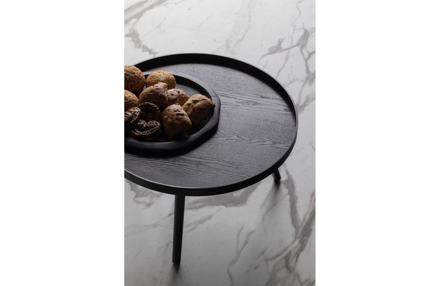 WOOOD Mesa sidebord L, rund - sort MDF og fyrretr (60)