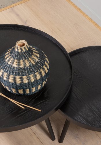 WOOOD Mesa sidebord L, rund - sort MDF og fyrretr (60)