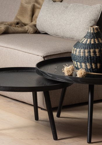 WOOOD Mesa sidebord XL, rund - sort MDF og fyrretr (78)