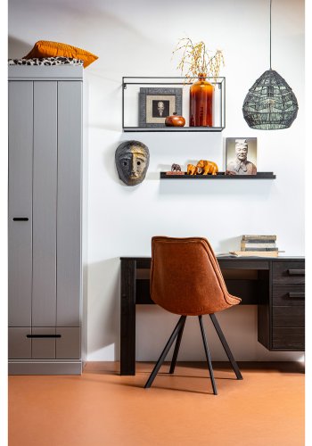 WOOOD Swen spisestol - cognac PU og sort metal