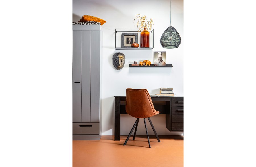 WOOOD Swen spisestol - cognac PU og sort metal