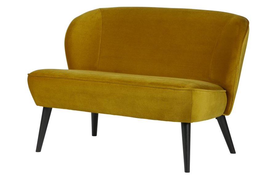 WOOOD Sara lille sofa - okker polyester fljl og tr
