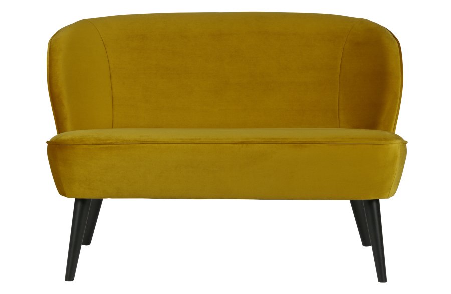 WOOOD Sara lille sofa - okker polyester fljl og tr