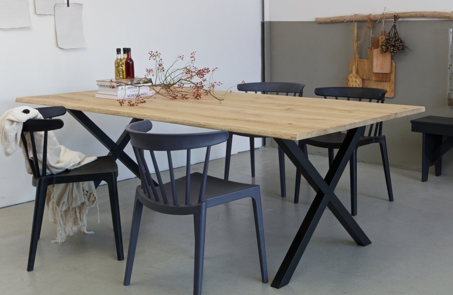 WOOOD Tablo X-bordben til spisebord - matsort metal