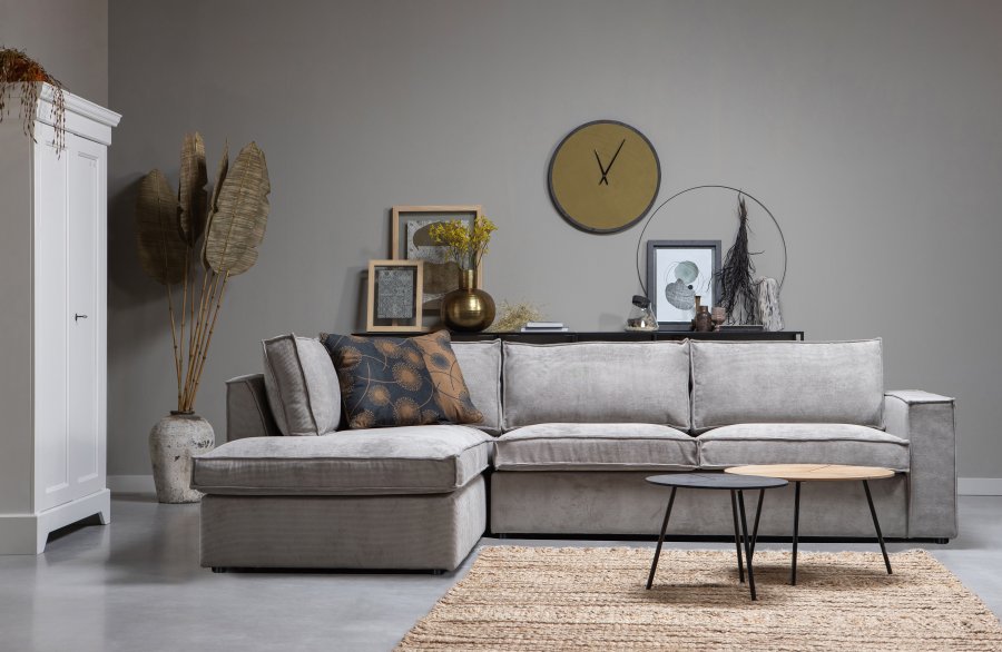 WOOOD Thomas hjrnesofa, venstre - forvitret grn polyester/polyamid fljl