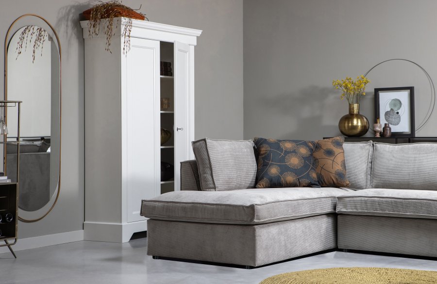 WOOOD Thomas hjrnesofa, venstre - forvitret grn polyester/polyamid fljl