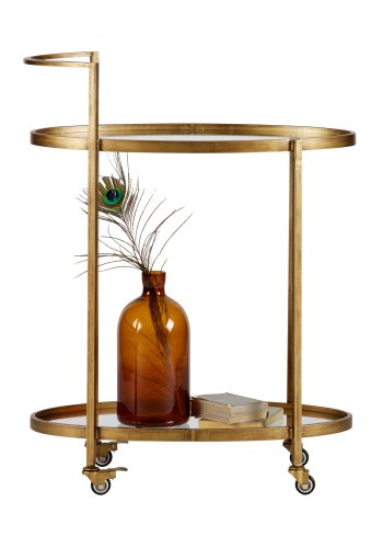 BEPUREHOME Collection rullebord, m. 2 glashylder og hjul, oval - antik messing metal (67x35)