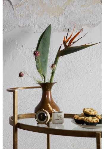 BEPUREHOME Collection rullebord, m. 2 glashylder og hjul, oval - antik messing metal (67x35)