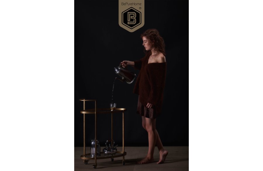 BEPUREHOME Collection rullebord, m. 2 glashylder og hjul, oval - antik messing metal (67x35)