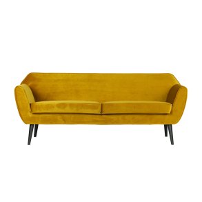 WOOOD Rocco sofa - okker polyester og sort birketr