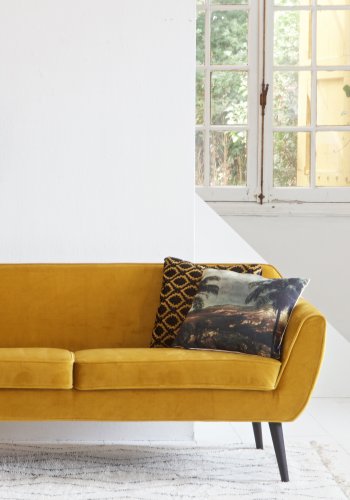 WOOOD Rocco sofa - okker polyester og sort birketr