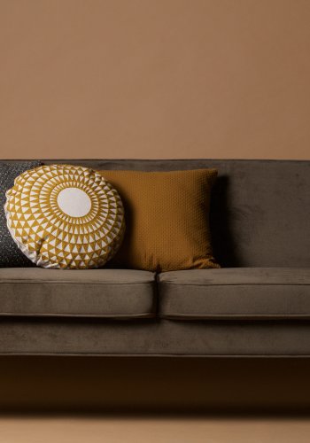 WOOOD Rocco sofa - varm grn polyester og sort birketr