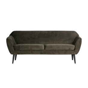 WOOOD Rocco sofa - varm grn polyester og sort birketr