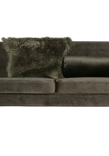 WOOOD Rocco sofa - varm grn polyester og sort birketr