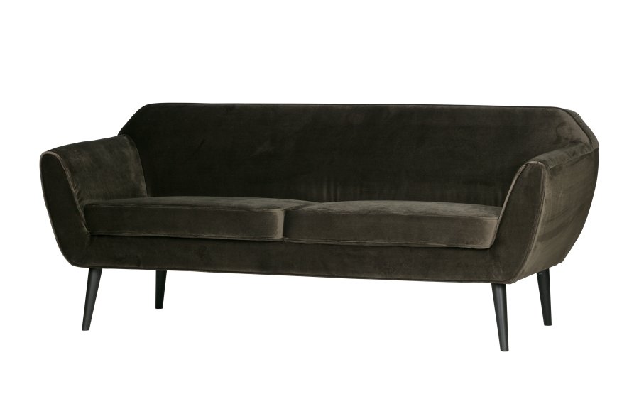 WOOOD Rocco sofa - varm grn polyester og sort birketr
