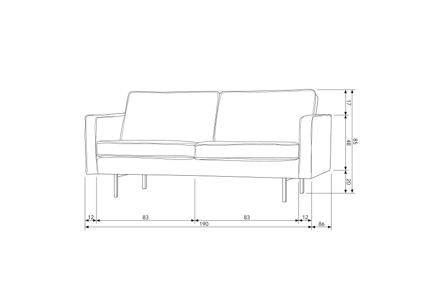 BEPUREHOME Rodeo 2,5 pers. sofa - rust fljl