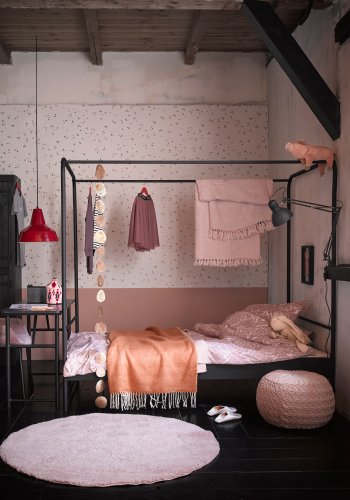 VTWONEN Bunk brne himmelseng, m. metal lamelbund, u. madras - sort stl (90x200)