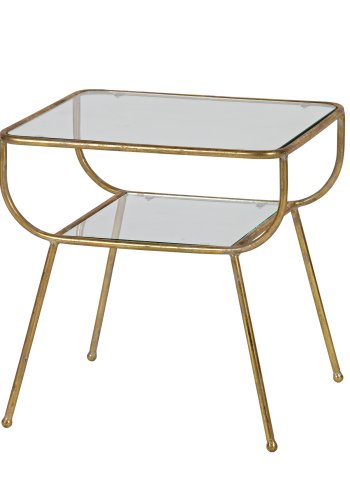 BEPUREHOME Amazing sidebord, m. 1 hylde - glas og antik messing jern (47x40,5)