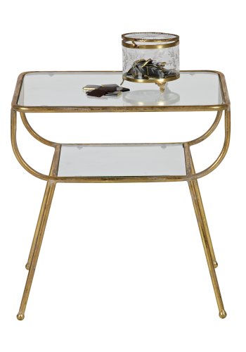 BEPUREHOME Amazing sidebord, m. 1 hylde - glas og antik messing jern (47x40,5)