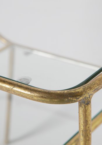 BEPUREHOME Amazing sidebord, m. 1 hylde - glas og antik messing jern (47x40,5)