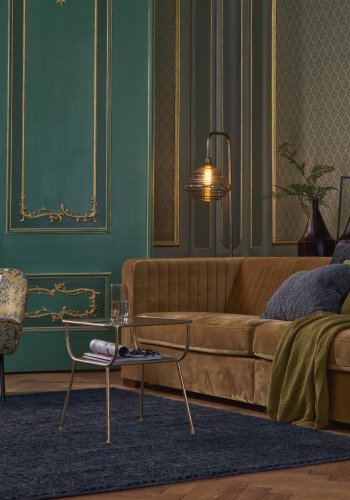 BEPUREHOME Amazing sidebord, m. 1 hylde - glas og antik messing jern (47x40,5)