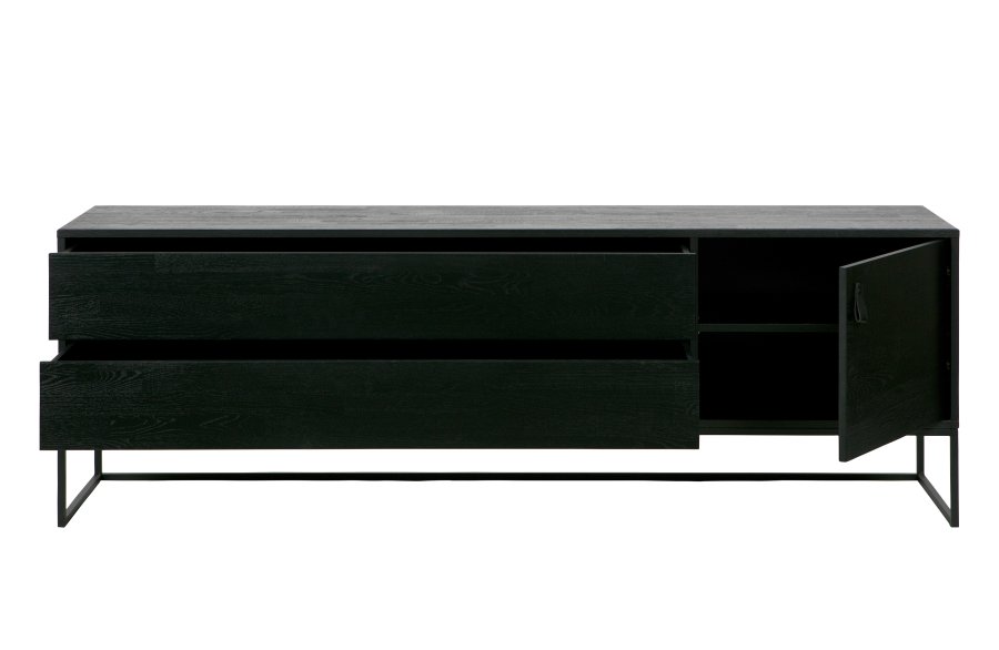 WOOOD EXCLUSIVE Silas TV-bord, m. 1 lge, 1 hylde, 2 skuffer - sort Blacknight brstet asketr