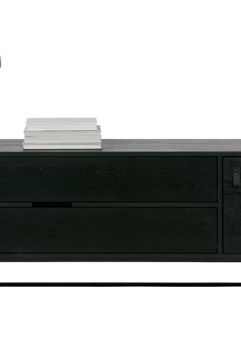 WOOOD EXCLUSIVE Silas TV-bord, m. 1 lge, 1 hylde, 2 skuffer - sort Blacknight brstet asketr
