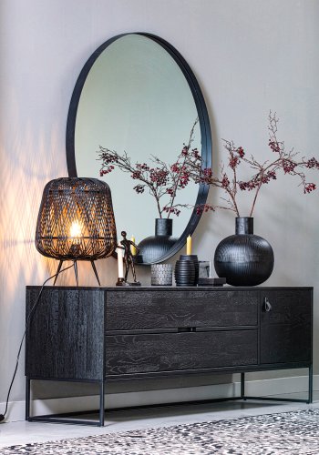 WOOOD EXCLUSIVE Silas TV-bord, m. 1 lge, 1 hylde, 2 skuffer - sort Blacknight brstet asketr