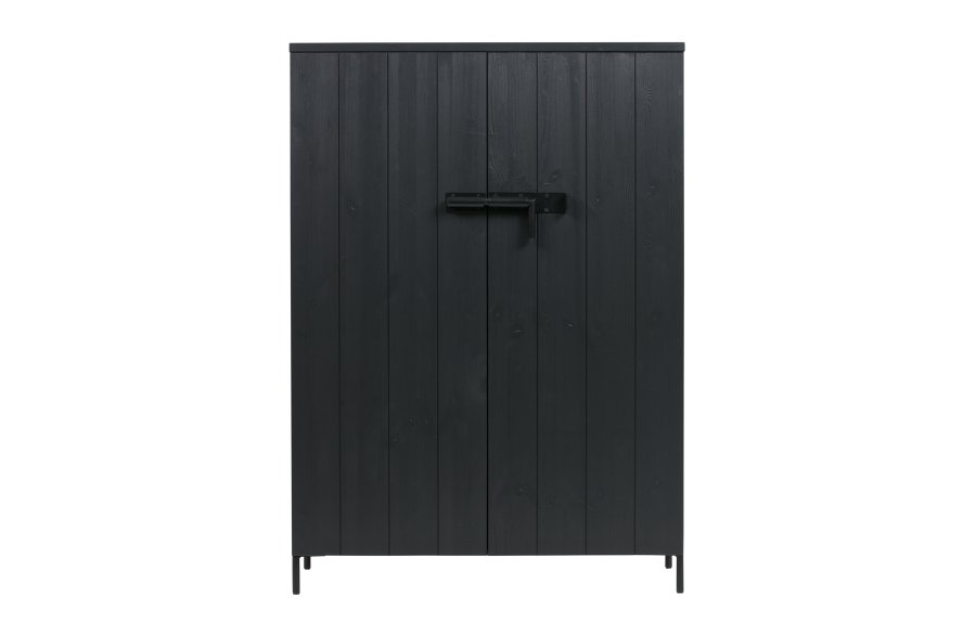 WOOOD Bruut skab, m. 2 lger og 3 hylder - sort fyrretr og metal