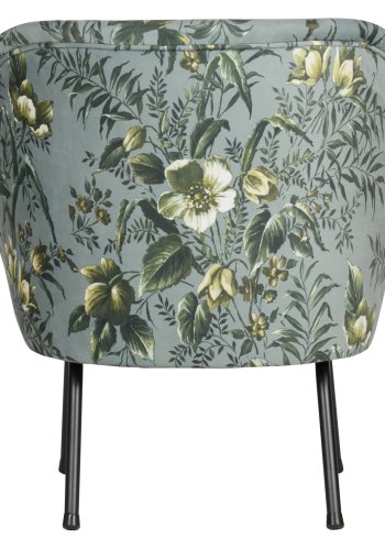 BEPUREHOME Vogue lnestol - gr fljl polyester m. valmueprint og sort metal