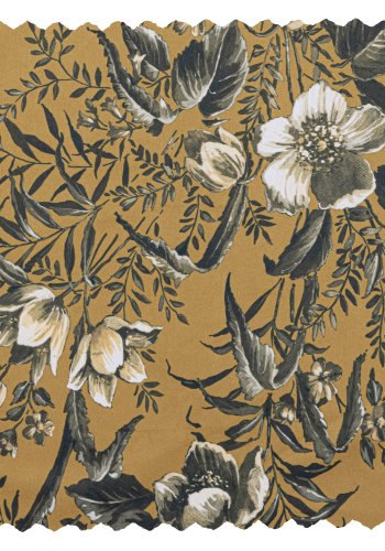 BEPUREHOME Vogue spisebordsstol - sennepsgul fljl polyester m. valmueprint og sort metal