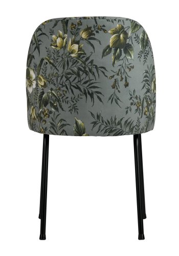 BEPUREHOME Vogue spisebordsstol - gr fljl polyester m. valmueprint og sort metal
