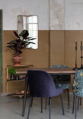 BEPUREHOME Vogue spisebordsstol - gr fljl polyester m. valmueprint og sort metal