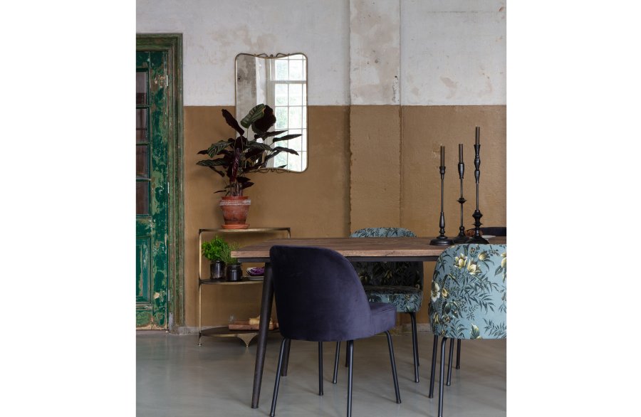 BEPUREHOME Vogue spisebordsstol - gr fljl polyester m. valmueprint og sort metal